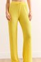 Women's Wide Leg Bubble Gufre Fabric Pocketed Elastic Waist Comfortable Fit Trousers Yellow - 3
