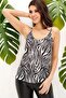 Women's Black Zebra Print Strappy Crepe Blouse, Strappy Sleeve Regular Cut Standard Size Athlete Blouse