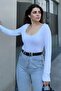Women's White Front and Back Deep Low-cut Collar, Regular Cut, Anti-Sweat, Cotton Combed Blouse - 5