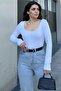 Women's White Front and Back Deep Low-cut Collar, Regular Cut, Anti-Sweat, Cotton Combed Blouse - 3