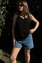 Women's Black Cross String Collar, Loose Cut, Strappy Blouse - 4