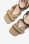 Florante Beige Suede Women's Shoes with Ankle Strap Detail, Pack of Block Heel - 7