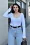 Women's White Front and Back Deep Low-cut Collar, Regular Cut, Anti-Sweat, Cotton Combed Blouse - 4