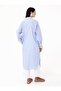 Cotton Poplin Oversize Shirt Tunic - Navy Blue Striped - - 6