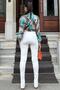 Women's Green Metallic Touch Double Breasted Collar Bow Detailed Satin Blouse - 3