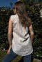 Women's Brown Striped, Textured Summer Fabric, Half Placket, Zero Sleeve Blouse - 2