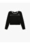 Cotton Long Sleeve Crew Neck Crop T-Shirt