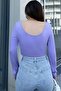 Women's Lilac Front and Back Deep Low-cut Collar, Regular Cut, Anti-sweat, Cotton Combed Blouse - 5