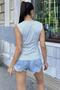 Women's Gray V-Neck, Sleeveless, Textured Fabric, Comfortable Blouse - 4
