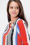 Women's Red Collar Slit Crepe Blouse Three Quarter Sleeve Striped and Wear Out - Suitable for Hijab - 6