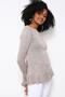 Vison Round Neck, Knit Blouse with Ruffle Sleeve and Hem Detail - 3