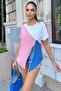 Color Blocked Asymmetric Cut - Shoulder and Zipper Detailed Loose Airobin Blouse - 5