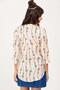 Women's Ecru Classic Collar Chain Patterned V-Neck Satin Blouse - Three Quarter Sleeve, Regular Fit, Standard Size - 2