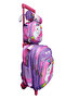 Cartoon Printed Kids School Trolley Backpack Set, 3 Pieces, 16.5 Inch Rolling Bag Lunch Box Pencil C - 2