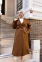 Women's Buttoned Belted Tan Trench Coat - 4