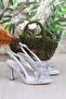 35387 Jena Silvery Stone Bow Detailed Closed Front Open Back Heeled Women's Shoes - 5