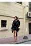 Women's Belted Ruffled Mini Satin Loose-Fit Chic Dress - 6