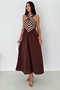 Women's Brown Top Knitwear Skirt Crepe Fabric Dress (Slim Fit) - 6