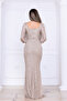 Sequin Knot Detailed Long Evening Dress - Gold - 6