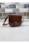 Women's Brown Crocodile Patterned Mango Model Flap Crossbody Bag with Buckle and Belt - 3