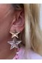Hanging Big Star Model Two Color Brass Plated Earrings