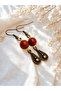 Set of 2 Natural Stone Bijoux Earrings - Amethyst & Red Jasper - Zamak Plated - 5cm - 5
