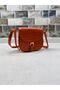 Women's Orange Crocodile Patterned Mango Model Flap Crossbody Bag with Buckle and Belt - 5