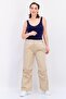 Women Regular Fit Plain Straight Leg Pants, Beige - 4