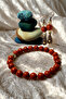 Red Jasper Natural Stone 2-Piece Jewelry Set - Earrings and Bracelet - Zamak Plated - 6
