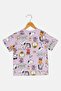 Toddlers Girl Crew Neck Allover Print Top, Multicolor - 3