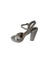 Yazkiş Women Black Silver Satin Cross Strap 10cm Thick Heel 3cm Pltform Heels Evening Dress Shoes - 2