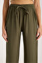 Linen Blend Loose Cut Trousers Khaki - 5