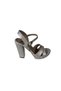 Yazkiş Women Black Silver Satin Cross Strap 10cm Thick Heel 3cm Pltform Heels Evening Dress Shoes