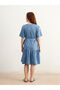 Mini Jean Dress with Peaked Collar and Belt - 7