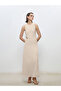 Nevavm Oval Neck Gathered Crepe Dress with a Difference