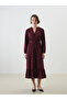 Burgundy Turtleneck Textured Dress