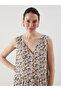 Mixed V-Neck Floral A-Line Dress - 3
