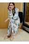 Nevavm with a Difference Lcw Modest Green Judge Collar Floral Crinkle Women's Shirt Dress - S5M411Z8-Lrr