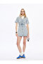 Nevavm Shirt Collar Women's Jean Mini Dress with Difference - 2
