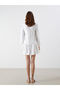 A-Line Mini Dress with Peep Collar Embroidery - 4