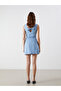 Lcw Vision V-Neck Mini Jean Dress with Waist Belt - 4