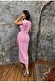 Women's Imported Fabric Stone Embroidered Shawl Detailed Slit Lined Special Design Maxi Dress - 7