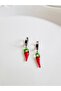 Steel Silver Murano Glass Pepper Earrings 3 cm - 2