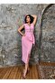 Women's Imported Fabric Stone Embroidered Shawl Detailed Slit Lined Special Design Maxi Dress - 6