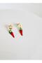 Steel Gold Murano Glass Pepper Earrings 3 cm