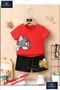 Kids Unisex “Tom and Jerry Heads Sideways“ Custom Printed Crew Neck T-Shirt - Shorts Set