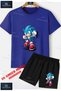 Children's Unisex “Sonic Fist Breaking“ Custom Printed Crew Neck T-Shirt - Shorts Set