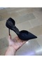 Women's 10 cm Thin Galvanized Heel, Chain and Leaf Stone Detailed Side Open Stiletto Evening Dress Shoes - 5