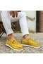 Kn008 Men's Daily Lace-Up Linen Classic Shoes Kbt - Yellow - 7