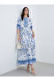 All-Over Print Maxi Dress with Button Front